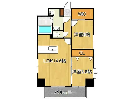 SALICE柳町Ⅱ(2LDK/2階)の間取り写真