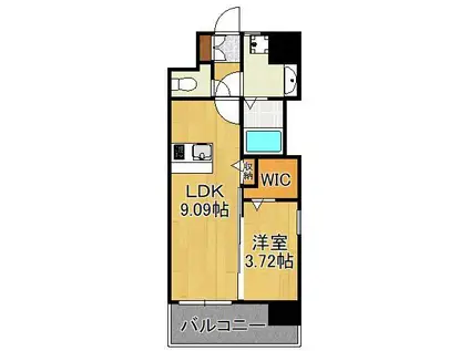 SOLUNA旦過 マーケットプレイス(1LDK/4階)の間取り写真