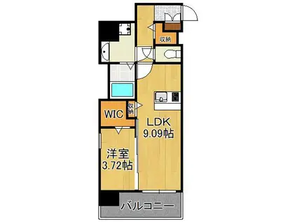 SOLUNA旦過 マーケットプレイス(1LDK/3階)の間取り写真