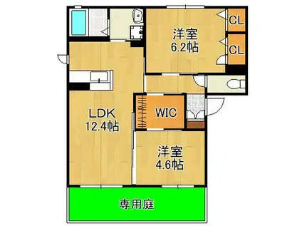 シャーメゾン谷町 A棟(2LDK/1階)の間取り写真