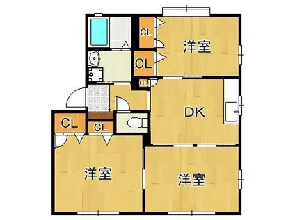 アリッサムKA棟(3DK/1階)の間取り写真
