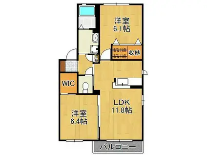 シャーメゾンHATA B棟(2LDK/2階)の間取り写真