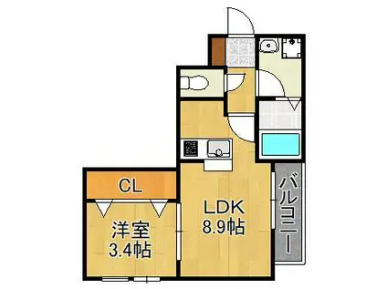 CHERIM U(1LDK/3階)の間取り写真