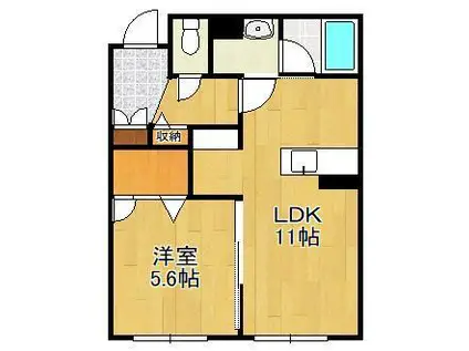 シャーメゾン・ネバーランド(1LDK/1階)の間取り写真