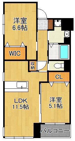PRESTIGE DEL 西海岸(2LDK/1階)の間取り写真