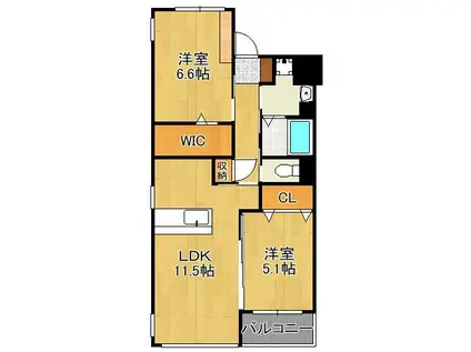 PRESTIGE DEL 西海岸(2LDK/5階)の間取り写真