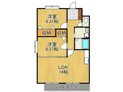 プレジデント(2LDK/4階)の間取り写真