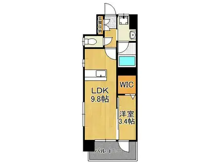 デザイナープリンセス旦過(1LDK/7階)の間取り写真