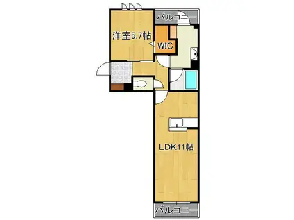 SHAMAISON VIVACE(1LDK/3階)の間取り写真