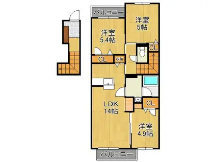 アミコートⅠ(3LDK/2階)の間取り写真