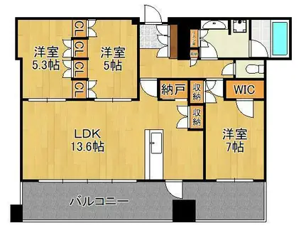 グランドメゾンガーデンシティ小倉(3LDK/15階)の間取り写真