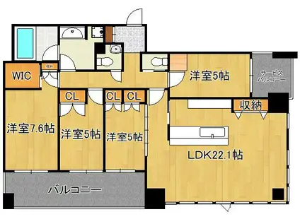 グランドメゾンガーデンシティ小倉(4LDK/22階)の間取り写真