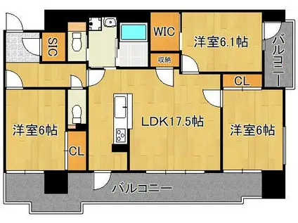 プリメイロ パッソ(3LDK/8階)の間取り写真