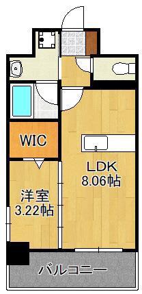 プレジデンスザ小倉(1LDK/8階)の間取り写真