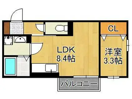ヴェラ下富野(1LDK/1階)の間取り写真