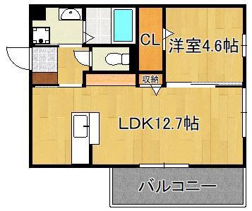 D-ROOM KASUMI(1LDK/1階)の間取り写真