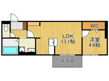 D-ROOM中二十町(1LDK/1階)の間取り写真