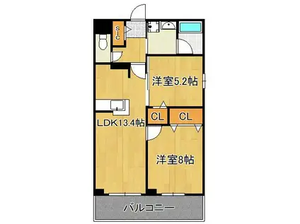 ニシコービルディング門司(2LDK/5階)の間取り写真