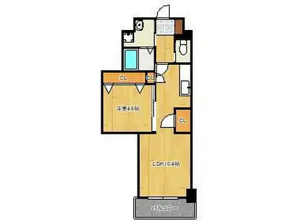 ERUZA GLANZ中津口(1LDK/13階)の間取り写真