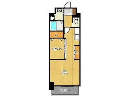 ERUZA GLANZ中津口(1LDK/11階)の間取り写真