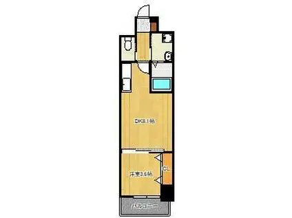 ERUZA GLANZ中津口(1DK/6階)の間取り写真