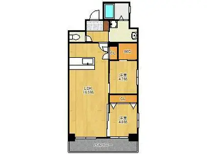 ERUZA GLANZ中津口(2LDK/9階)の間取り写真