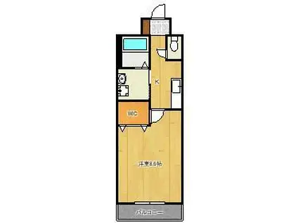 プランドール風の橋東(1K/2階)の間取り写真