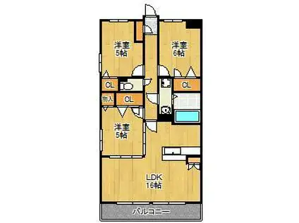 ブランノワール赤坂(3LDK/3階)の間取り写真
