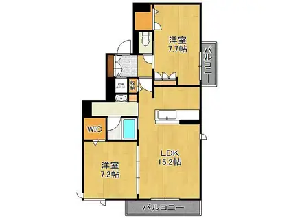 SHAMAISON RITZ(2LDK/3階)の間取り写真
