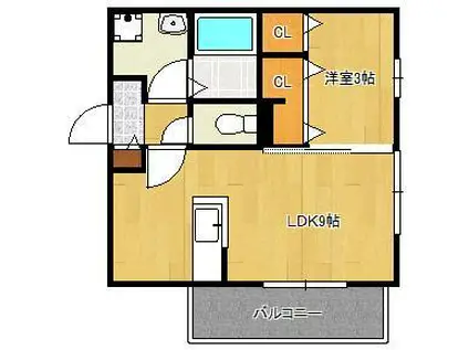 D-ROOM門司(1LDK/2階)の間取り写真