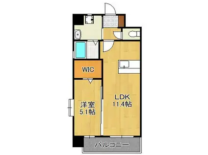 グランジャー小倉(1LDK/6階)の間取り写真