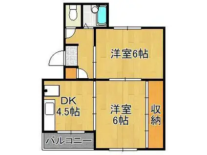 ヴィラナリー門司1棟(2DK/2階)の間取り写真