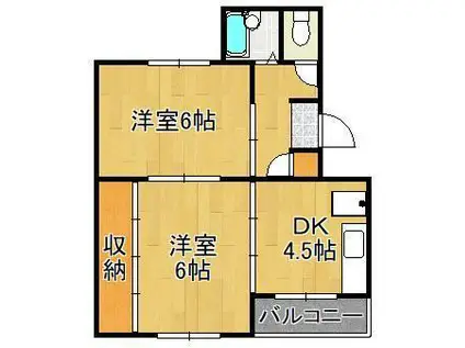 ヴィラナリー門司1棟(2DK/4階)の間取り写真