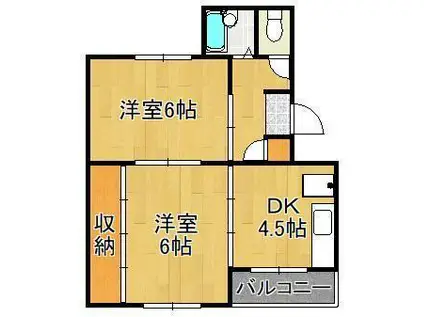 ヴィラナリー門司3棟(2DK/5階)の間取り写真