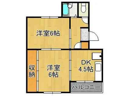 ヴィラナリー門司4棟(2DK/1階)の間取り写真