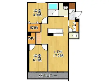 シャーメゾンステージ山吹(2LDK/2階)の間取り写真