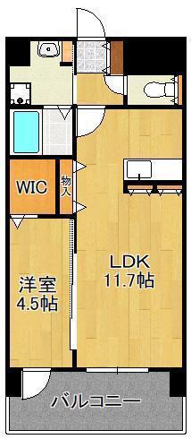 万玉ビル(1LDK/7階)の間取り写真