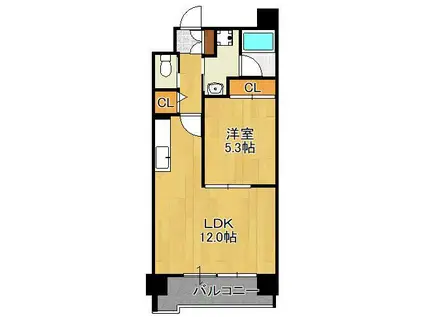 ラ・ヴィ・ベール(1LDK/4階)の間取り写真