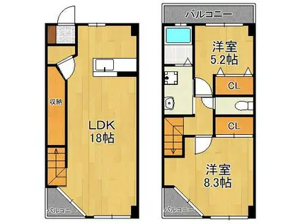アヴニール吉志(2LDK/7階)の間取り写真