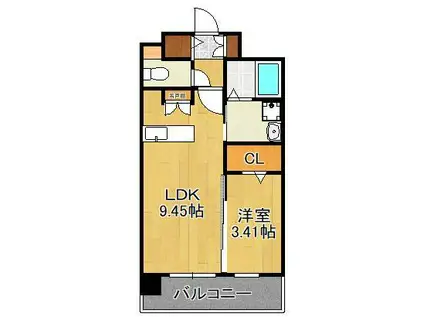 ALISS堺町(1LDK/9階)の間取り写真
