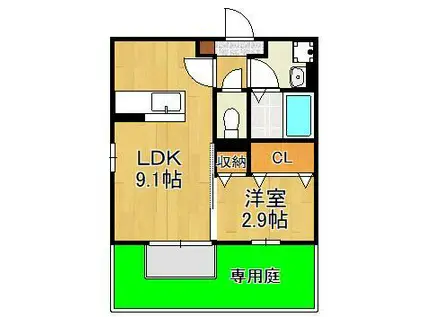 D-ROOM下富野(1LDK/1階)の間取り写真