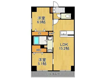 グランシャルール京町(2LDK/4階)の間取り写真