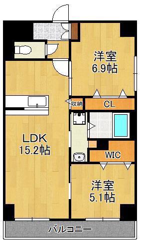 グランシャルール京町(2LDK/2階)の間取り写真