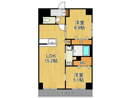 グランシャルール京町(2LDK/10階)の間取り写真