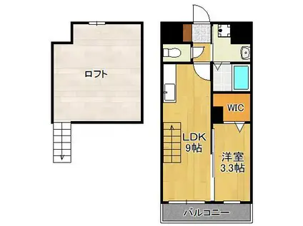 エリオスコート小倉(1LDK/13階)の間取り写真