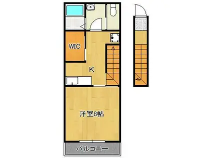 エクシヴ上富野(ワンルーム/2階)の間取り写真