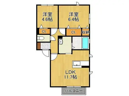 シトラスガーデン門司港B棟(2LDK/2階)の間取り写真