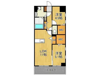 STUDIE小文字通(2LDK/11階)の間取り写真