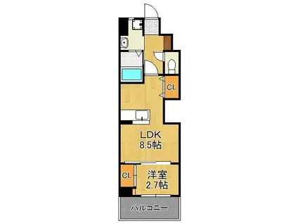 STUDIE小文字通(1LDK/14階)の間取り写真