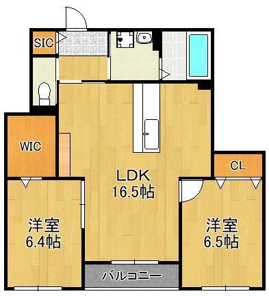 メゾンルボア大里(2LDK/2階)の間取り写真